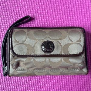 Coach tan logo wallet wristlet